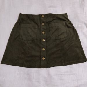 🎉3/$15🎉 F21 Green Button Front A-Line Mini Skirt